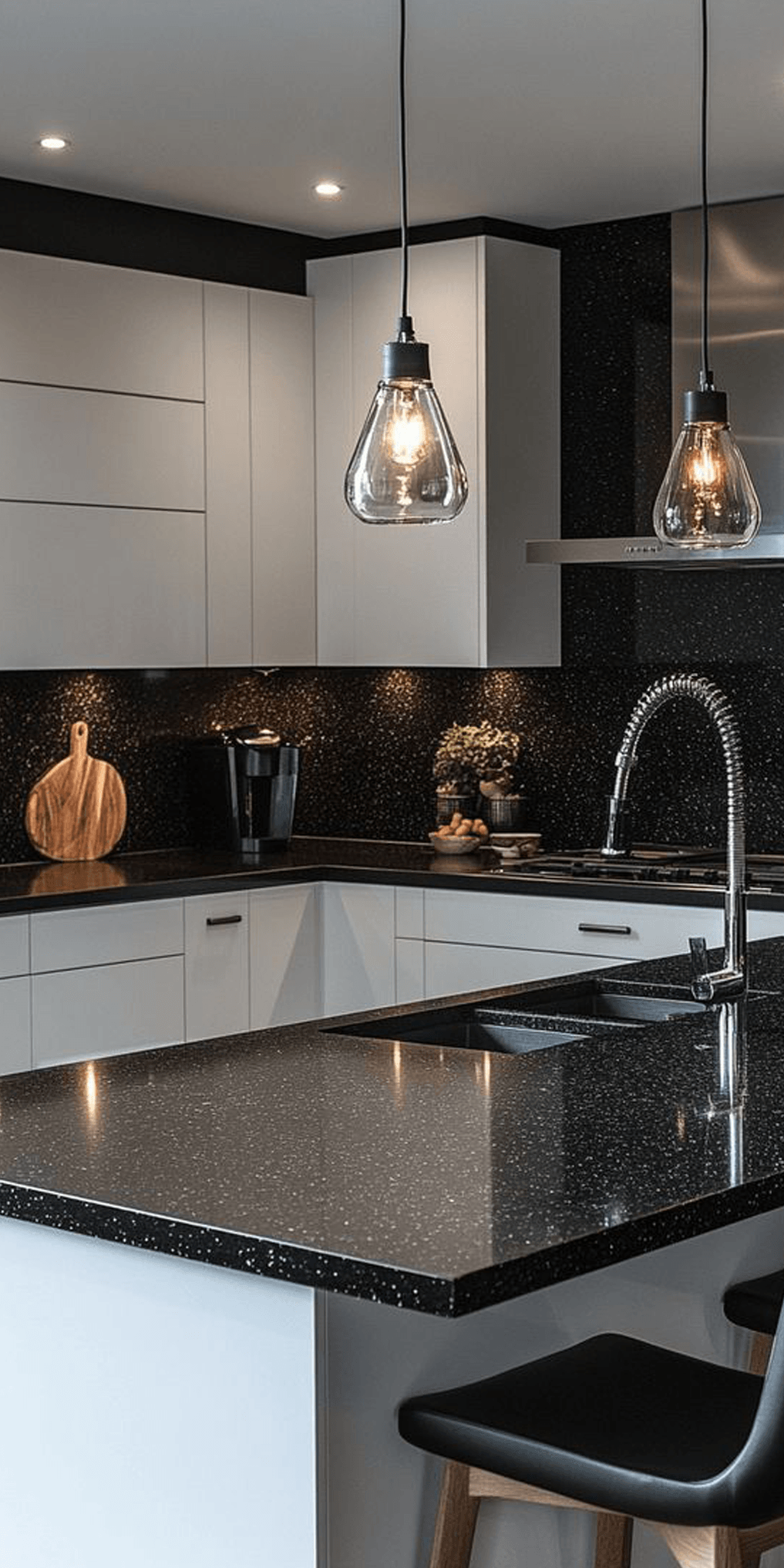 Contemporary white interior with neutral tiled flooring